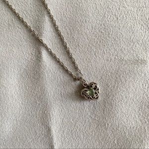 Heart Green Sapphire and Sterling Silver Necklace